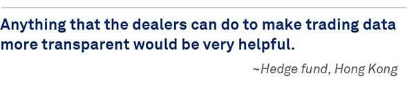 Anything that the dealers can do to make trading data more transparent would be very helpful quote